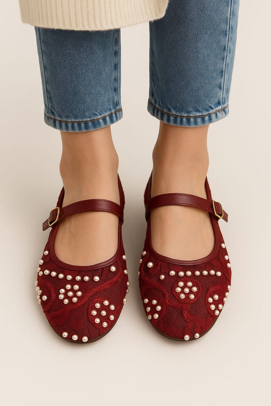 Maroon - Pearl Pumps