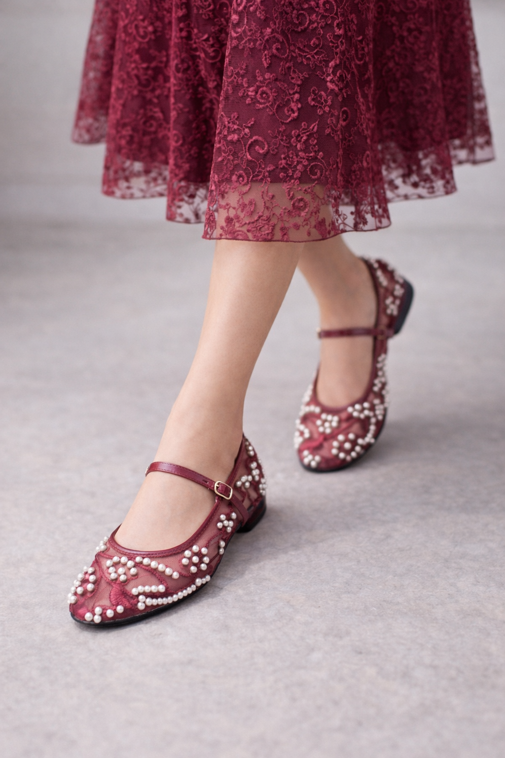 Maroon - Pearl Pumps