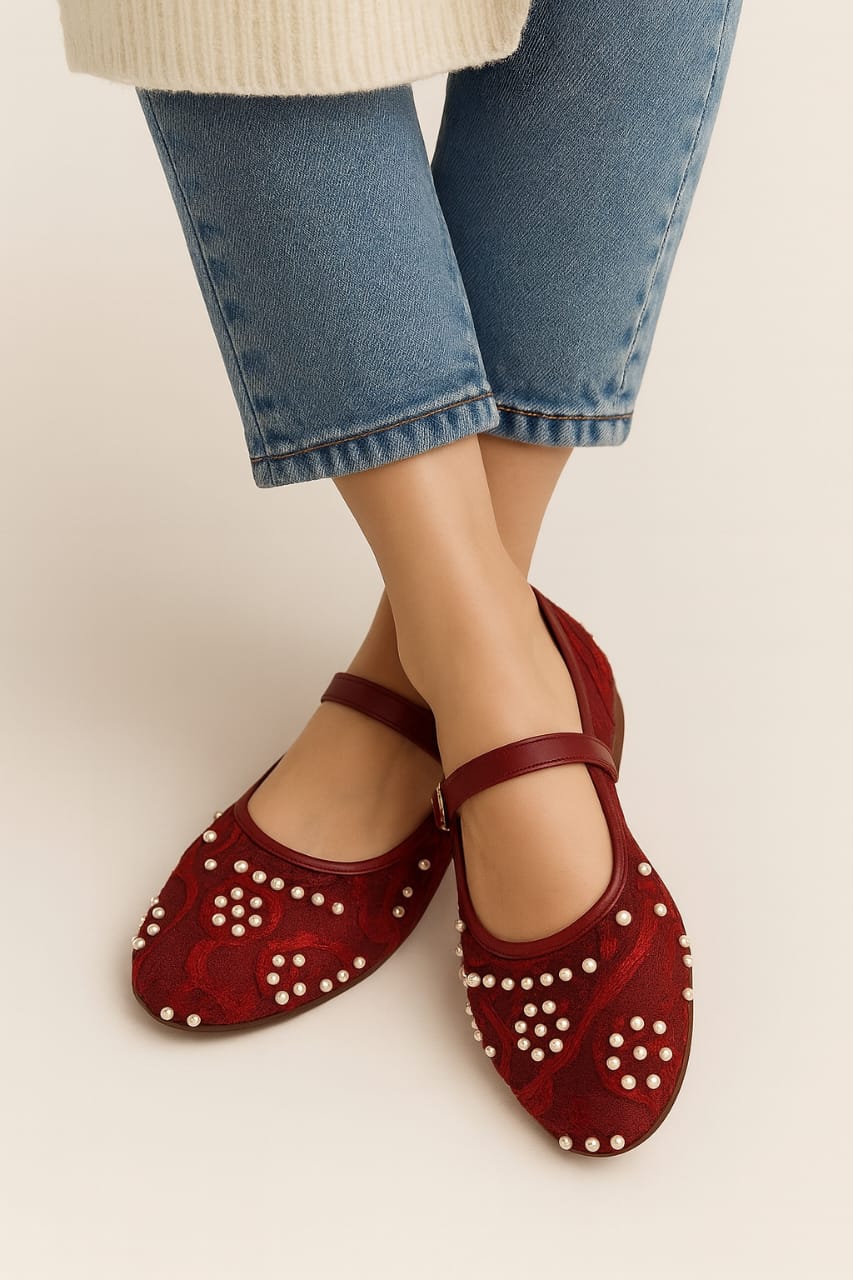 Maroon - Pearl Pumps