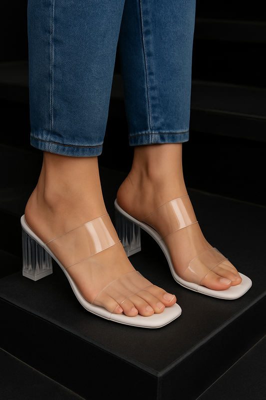 WHITE TRANSPARENT HEELS