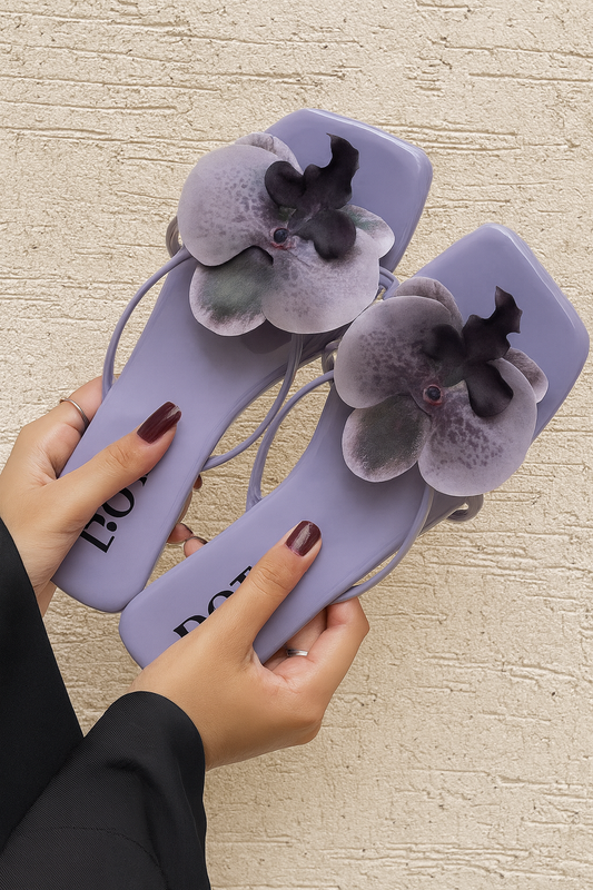 Purple Floral Chappal
