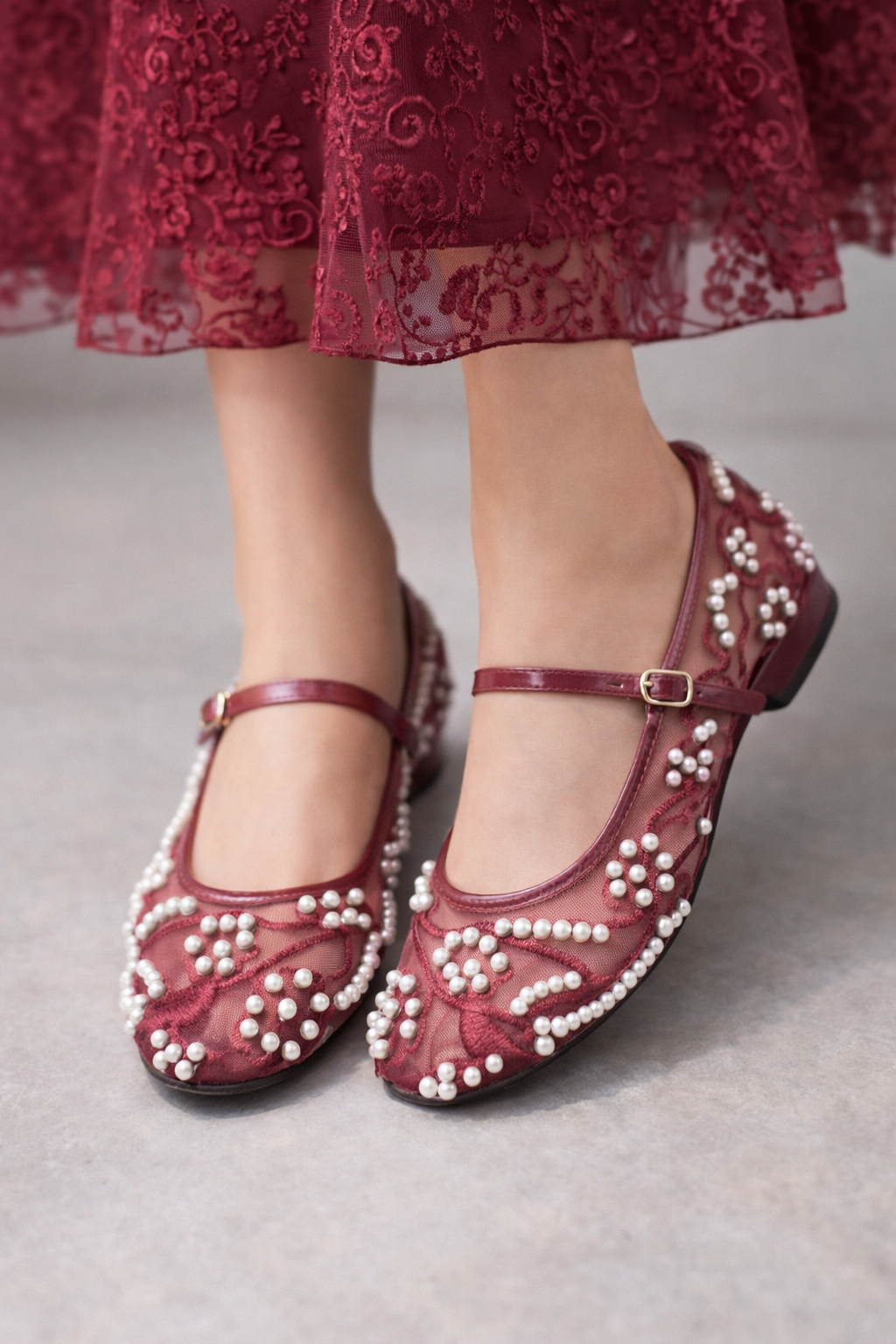 Maroon - Pearl Pumps